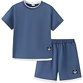 KIMI BEAR Boy Clothes Kids Boy's Summer Outfits Shorts Sleeve Crewneck T Shirt Tops Tees Shorts Sets Boy's 2 Piece Outfits