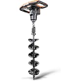 SuperHandy Earth Auger Power Head w/Steel 6"x30" Bit Ultra Duty Eco-Friendly Electric Cordless Lithium-Ion Battery &amp; Charger for Earth Burrowing/Drilling &amp; Post Hole Digging (Earth Auger 6" Set)