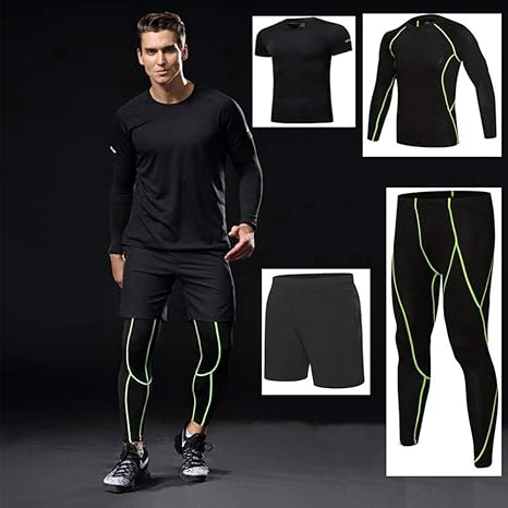 JJZZ Conjuntos térmicos para Hombre 4 Piezas Kit Hombre Running ...
