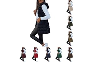 Blczomt Puffer Vest Women Winter Warm Long Quilted Sleeveless Jackets with Pockets Fall Fashion Zip Up Puffy Coat Outerwear