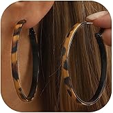 Leopard Hoop Earrings for Women Large Big Dangle Drop Earrings Zebra Print Black Brown Dainty Simple Statement Dress Accessories Jewelry Gifts