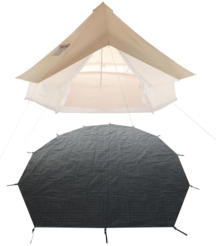 Bell Tent Rain Cover Protector with Stove Jack and Roof Vents for Camping + Bell Tent Footprint Upgraded Material 120gsm PE Round Tarp for 16.5ft(5m) Size : Sports & Outdoors