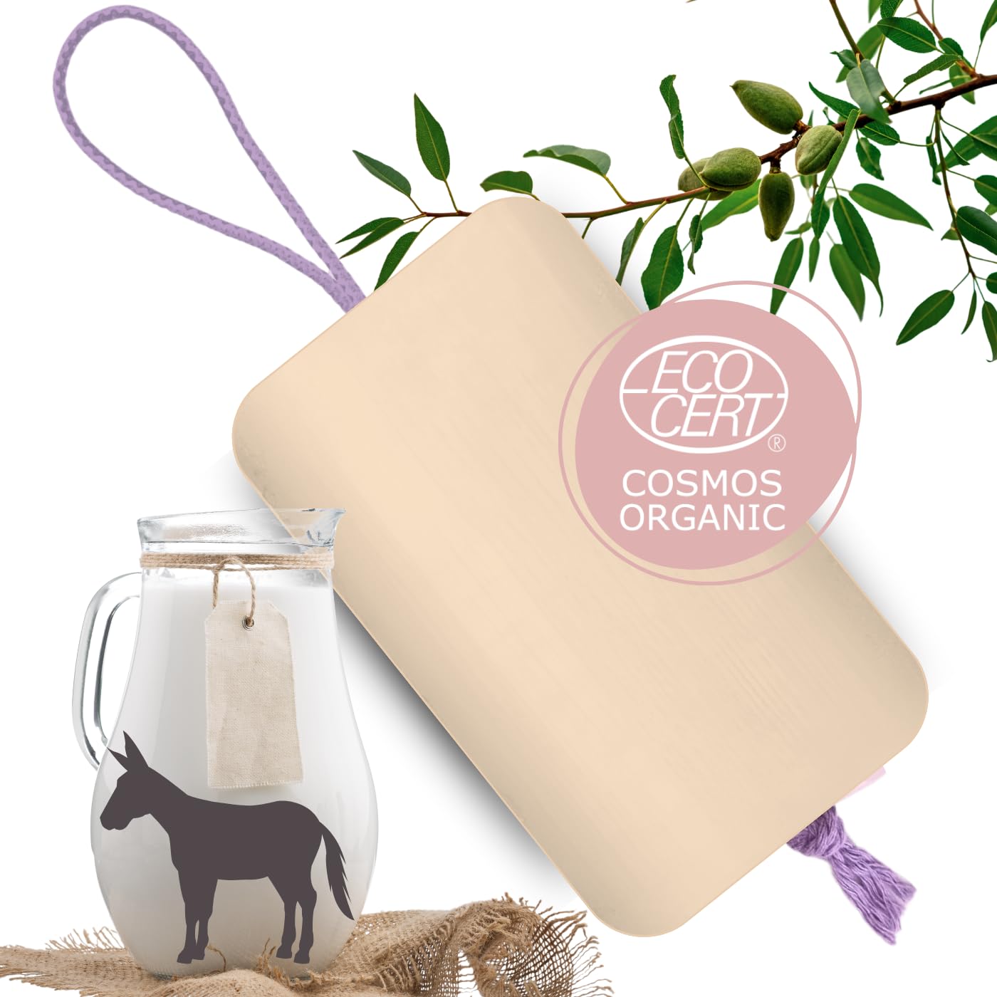 Organic Donkey Milk & Almond Face & Body Wash Soap by BUDHI BUDHA/Kind to Kids, Clear for Teens/Soothes Sensitive Skin, Targets Acne, Fades Dark Spots, Anti-Age Formula/ECOCERT Certified