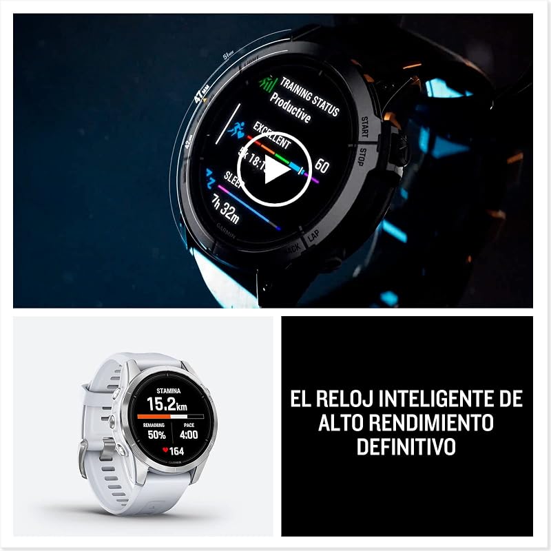 Garmin epix (gen 2) pro 42mm - relógio gps multiesportivo de alto desempenho com tela sensível ao toque amoled, lanterna led, frequência cardíaca, mapas e até 10 dias de autonomia, prata