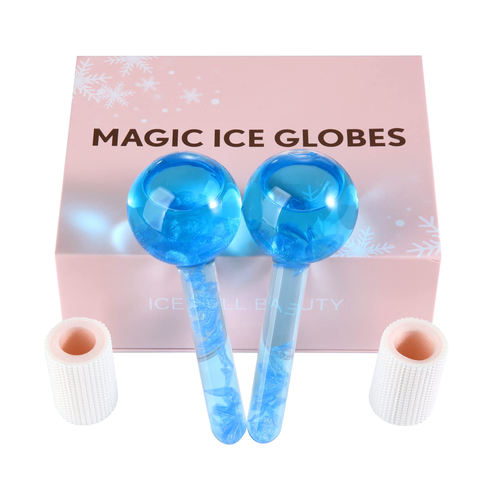 Ice Globes for Facials-Tighten Skin and Reduce Puffiness, Facial Ice Globes-Cold or Hot Skin Massagers Globe,Facial Cooling Globes Enhance Circulation and Relieve Dark Circles (Blue)