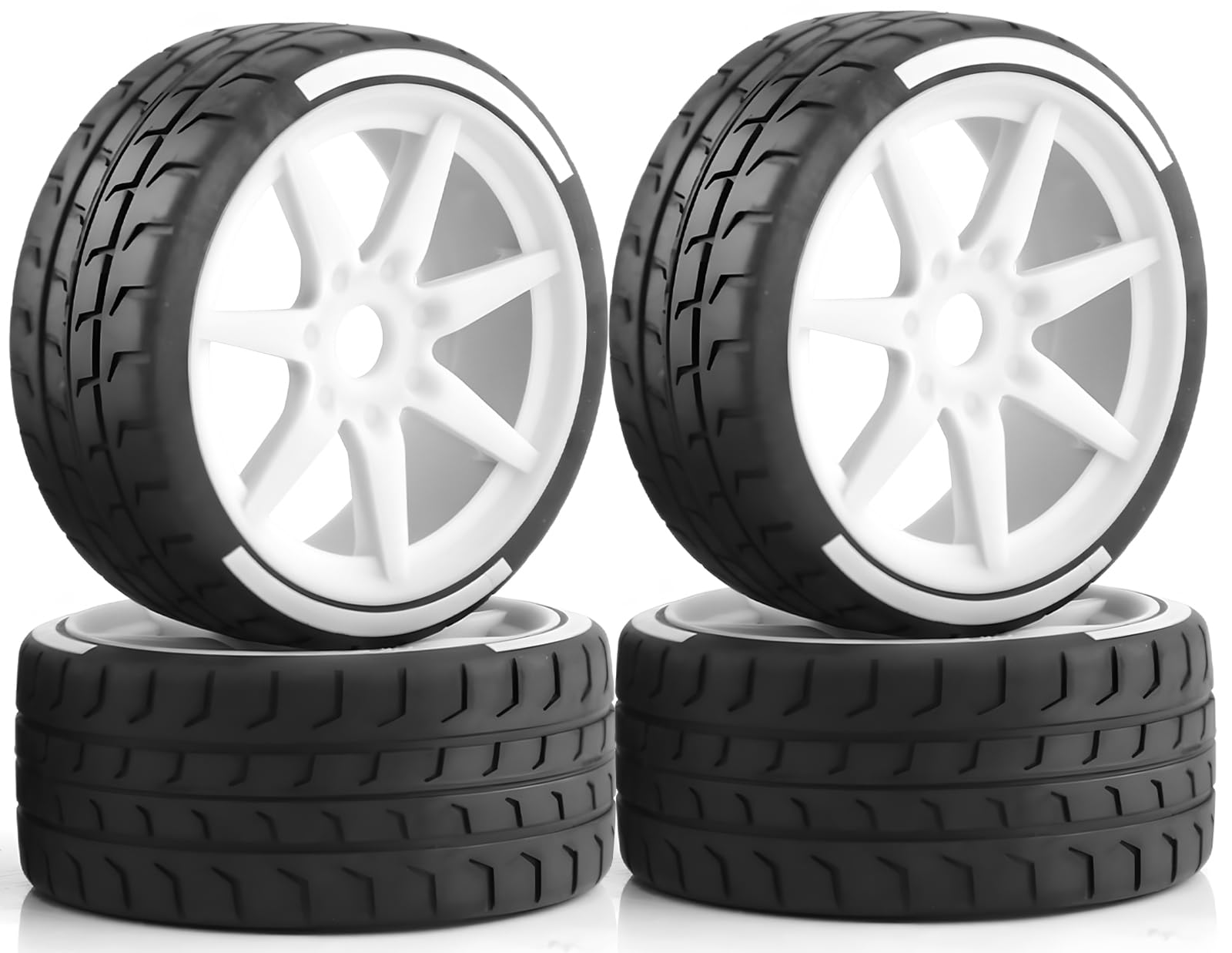 RcThjia 1/7 1/8 RC On Road Rally Tires and Nylon Wheels 17mm Hex RC Upgrade Part for ARRMA 1/7 Felony Infraction FS Racing Mustang Model GT KM Rally 1/8 HongNor X3GT Serpent (4PCS/Set)