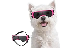 PETLESO Small Dog Goggles, Anti-UV Dog Sunglasses for Outdoor Driving Cycling Riding Hiking, Windproof Dustproof Snowproof Eye Protection, Pet Eye Wear with Adjustable Strap, Pink