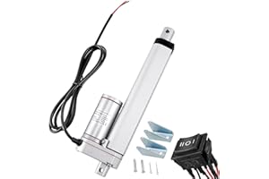 SZAWINLI AWINLI 24V 6 Inch Linear Actuator,Instantaneous Switch,Mounting Bracket,Heavy 202 lb (900N),IP54 Waterproof 9mm/s Low Noise Motor Actuator,for Home Automation,Window Opener (Silver 150mm)