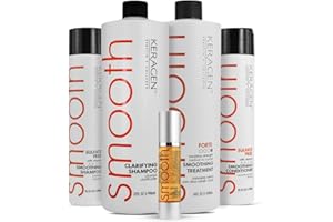 Keragen Brazilian Keratin Hair Treatment - Premium Straightener Cream, Sulfate-Free Anti-Frizz Products, Perfect Straightening Solution for Dry & Damaged Hair, Kit Combo Set