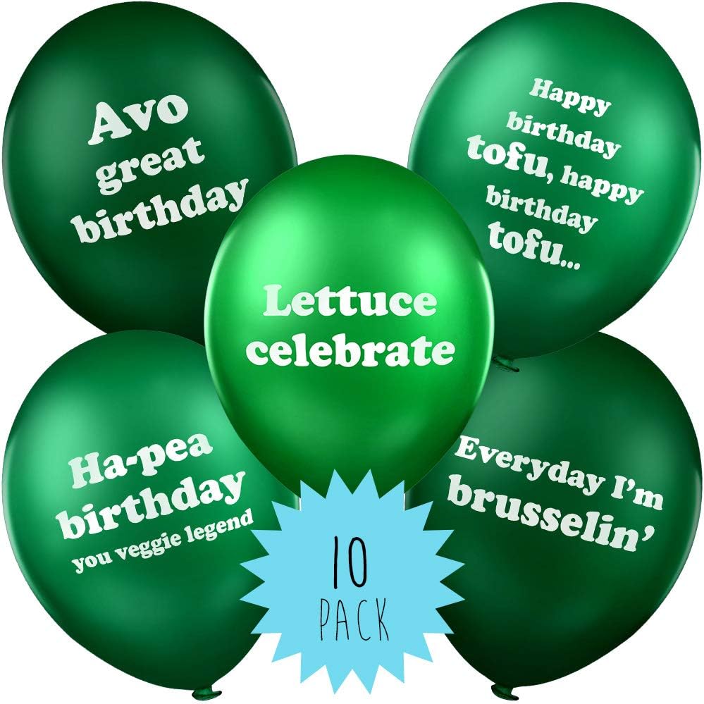 Vegetarian Vegan Birthday Party Novelty Gift Idea Balloons, Pack of 10