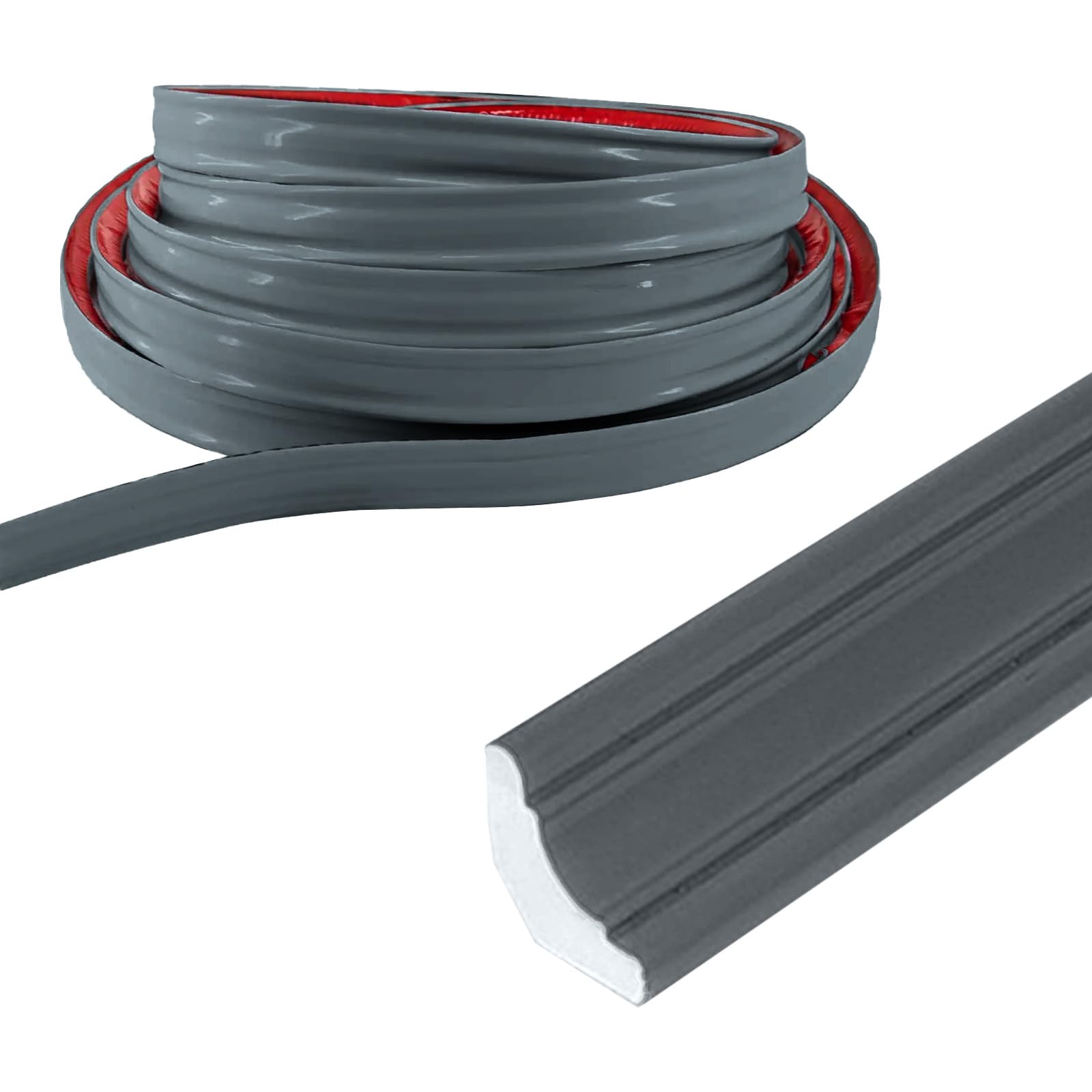 PVC Moulding Trim, Flexible Grey Quadrant Trim Floor Beading Grey Skirting Board Coving for Ceilings Worktop Edging Strip for Floor Edges and Corners Decoration(12 * 9mm-2.5m)