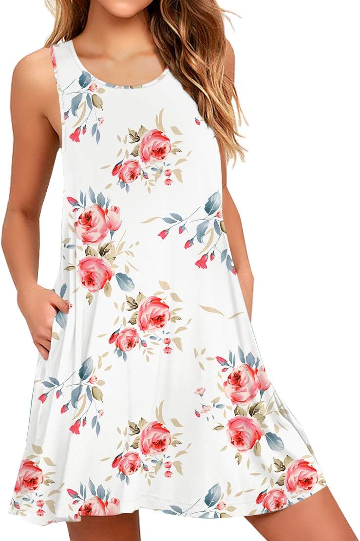 Women Summer Casual Swing T Shirt Dresses Beach Cover up Loose Dress