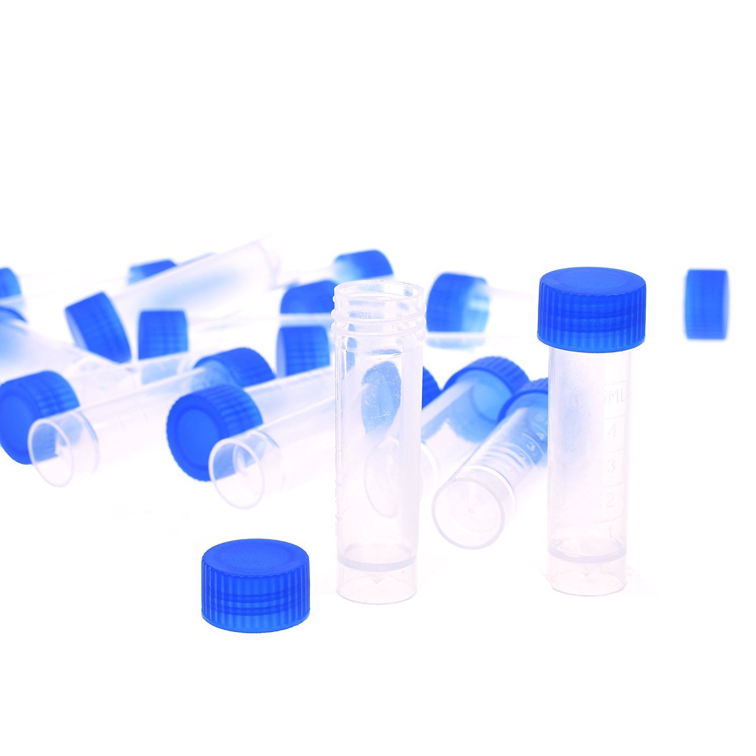 20pcs 5ml Blue Plastic Graduated Vial Tube with Screw Caps Industrial & Scientific