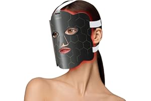 Hottoerak Red Light Mask with Power Bank, Portable Face Red Light Therapy with Timing Function, LED Face Light Therapy for Home Use