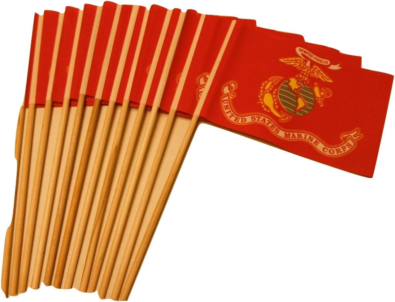 American Flag Superstore Lot of -12-4x6 Inch Marine Corps Desk Hand Held Stick Flags