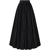 Scarlet Darkness Maxi Skirt for Women Boho Lace Flowy Long Renaissance Skirts with Pockets