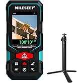 MILESEEY 330Ft Outdoor Laser Measure with Camera Viewfinder, Includes Adjustable Aluminum Tripod with Portable Handle and Protection Case for Protection and Organization