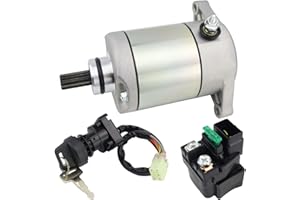 STABSOLI Starter Motor & Solenoid Relay & Ignition Switch for Suzuki ATV Eiger 400 2WD 4WD LT-A400 LT-F400 2002-2007 3545-016 31100-38F00 3313-719 31210-PWB1-900 SM-14241
