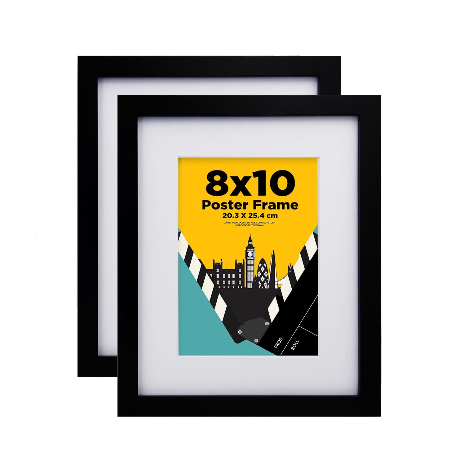 EGOFINE 10x8 Picture Frame,100% Solid Wood Frame with 7x5 Mat,10x8 Photo Frame with Acrylic Glass,20x25 cm Poster Frames for Tabletop and Wall Mounting,Black,2 Pack — image 1