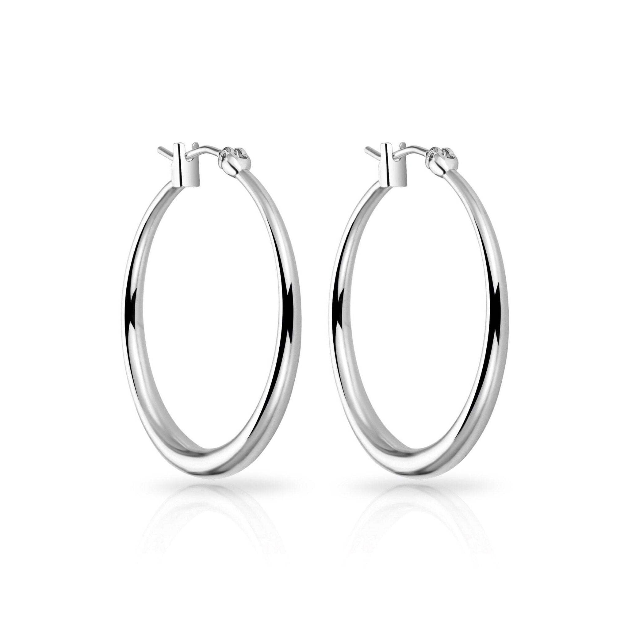 Philip Jones Silver Plated 30mm Hoop Earrings