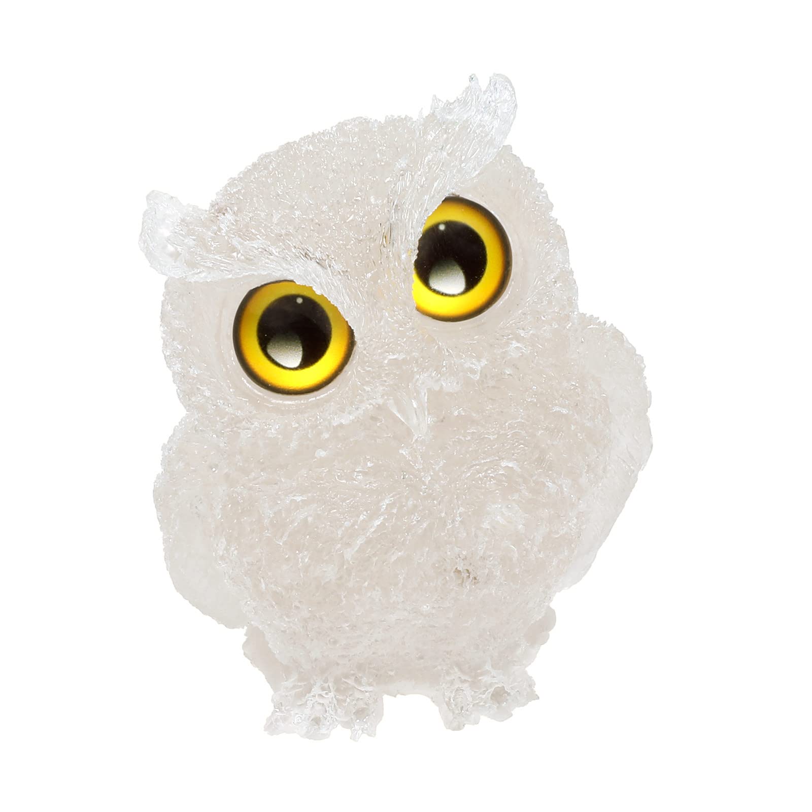 mookaitedecor 3 Inch Clear Quartz Crystal Owl Figurine Ornament for Home Office Decor Housewarming Gift Large Owl Gift for Men Women, Resin Stone Animal Sculpture Statue Good Luck Ornament