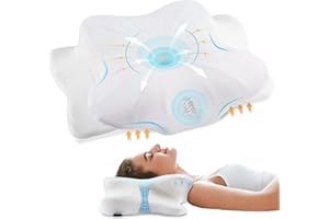 FAIORD Cervical Neck Pillow for Sleeping, Ergonomic Contour Memory Foam Pillows with Washable Pillowcase, Cooling Neck Support Pillow for Side Back Stomach Sleeper Queen Size Full White