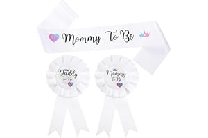 ASOFELK 3PCS Mommy and Daddy To Be Badges Pins, Gender Reveal Baby Shower Badge & Mommy and Daddy to Be Pins Badges Decorations for Pregnant Keepsake Gifts