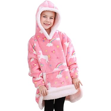 Sweat à Capuche Fille Polaire Oversize - Hoodie Chaud Doux Avec Poches 6-15 Ans