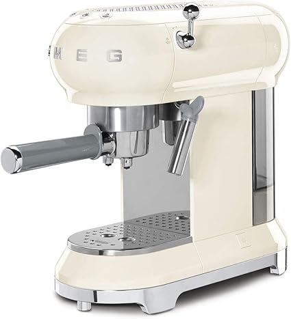 Smeg Ecf01cruk Traditional Pump Espresso Coffee Machine Adjustable Cappuccino System Flow Stop Function Removable Drip Tray Anti Drip System Anti Slip Feet 1350 W 1 Litre Tank Cream Amazon Co Uk Kitchen Home