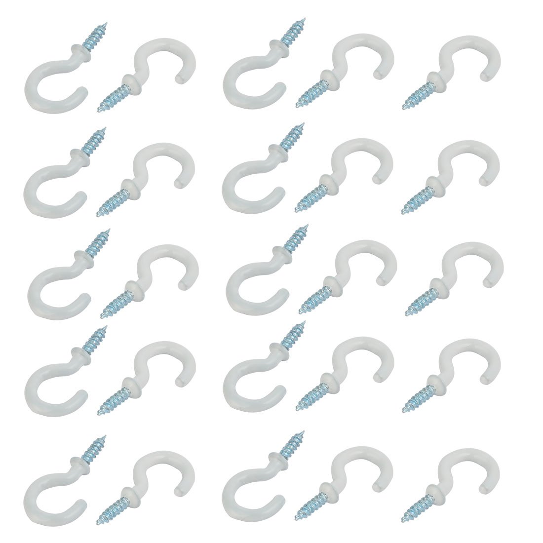 Sourcingmap 3/4 Inch Plastic Coated Screw-in Open Cup Ceiling Hooks Hangers White 25pcs
