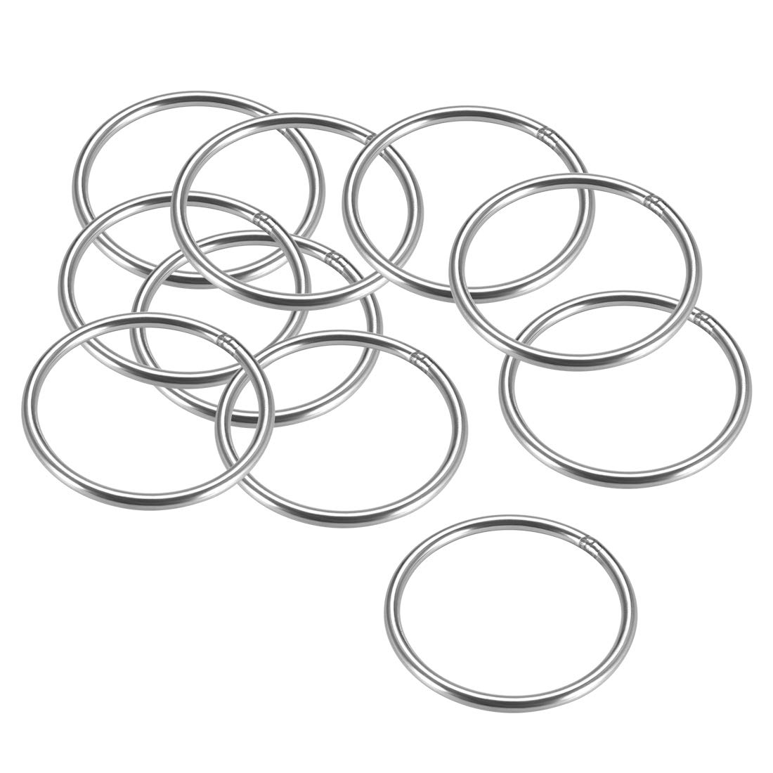 sourcing map 201 Stainless Steel O Ring 60mm(2.36") Outer Diameter 4mm Thickness Strapping Welded Round Rings 10pcs