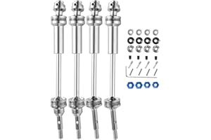 RCMYOU RC Stainless Steel Drive Shaft CVD Upgrades Part for 1/10 Slash VXL 4X4,Rustler VXL 4X4,Stampede VXL 4X4,Hoss VXL 4X4 4WD,4PCS Front Rear #45 Axles with Hex,Silver