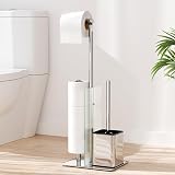 susswiff Toilet Roll Holder with Brush Stainless Steel Free Standing