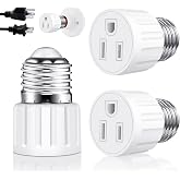 2Pcs Light Socket Outlet Adapter, 3-Prong Light Socket to Plug Adapter | Convert E26E27 Light Bulb Socket into Power Outlet, Stability Performance, Professional Materials, Quick Installation