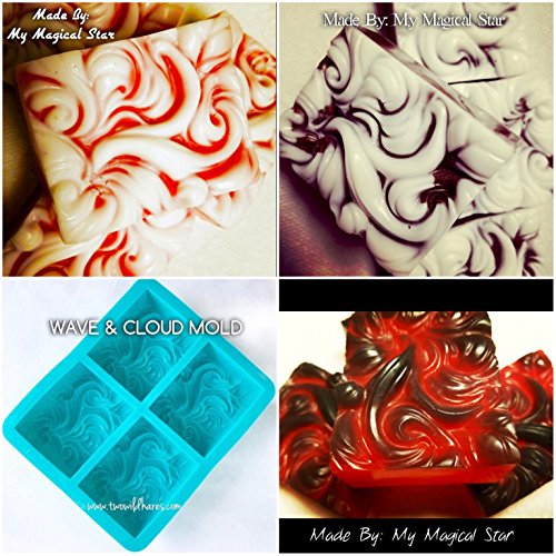 Ocean Wave, Cloud & Smoke Silicone Mold, 3.5 oz Cavities, 4 Bars
