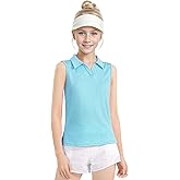 Auranso Girls Sleeveless Polo Shirts V-Neck Golf Tennis T-Shirts with Collared Quick Dry Tank Tops