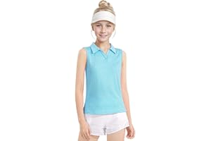 Auranso Girls Sleeveless Polo Shirts V-Neck Golf Tennis T-Shirts with Collared Quick Dry Tank Tops