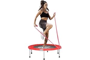 Pelpo 38"/40"/45" Folding Mini Trampoline,Exercise Trampoline with Adjustable, Rebounder Trampoline for Adults Fitness, Indoor Trampoline for Bounce Workout Max Load 330lbs