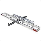 Black Widow Aluminum Motorcycle Hitch Carrier with Ramp for eBike, 400 lb | Anti-Rattle Design, Fold-Flat Ramp, and Youth Spacer Bar Haul Dirt Bikes, E-Bikes, and Fat Tire Bikes Without a Trailer