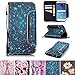 Galaxy S6 Case, Kickstand Card Slots Cash Holder Dual Layer Impact Resistant Case Cover with Wrist Strap Magnetic Snap Closure for Samsung Galaxy S6- Starry