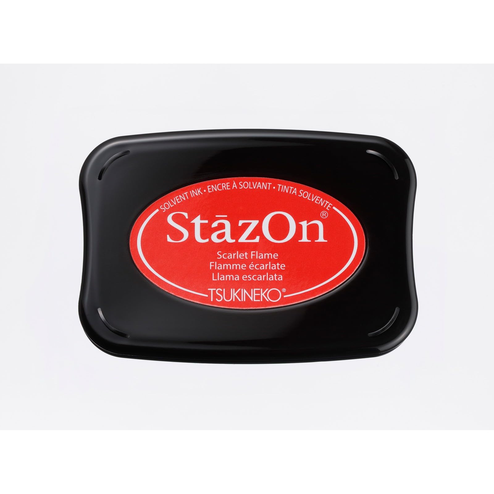 Tsukineko StazOn Ink Pad for Stamping Red, Scarlet, Large, Opaque, Air Dry, Water-Resistant, Embossing