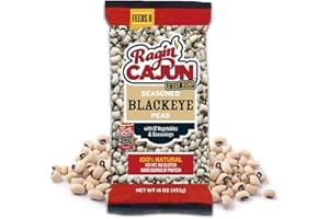 RAGIN' CAJUN FIXIN'S Ragin' Cajun Seasoned Blackeye Beans - 16 oz Pack, Fat-Free, Gluten-Free, Reduced Sodium - Authentic Louisiana Creole Dish with Seasoning