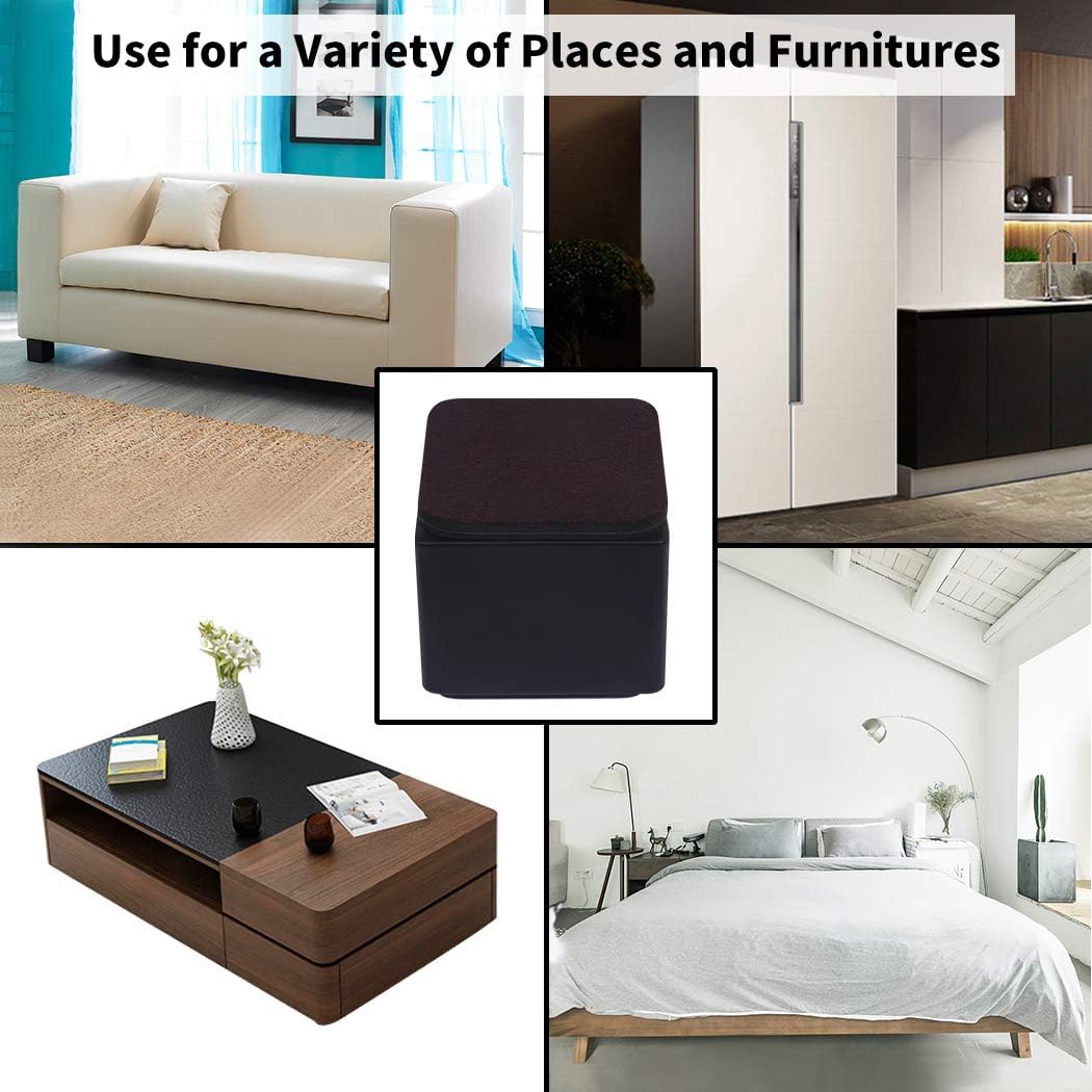 Ezprotekt 2 Inch Bed Risers - Solid Steel Self-Adhesive Furniture Riser or Bed Lift, Creates an Additional 2 Inches of Height for Table, Chair, Desk or Sofa Riser (4Pack,2 Inch Black): Home & Kitchen