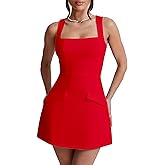 BORIFLORS Women's Sexy Bodycon Corset Mini A Line Dresses Sleeveless Square Neck Party Short Dress