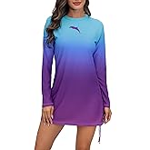 Halcurt Women's Long Sleeve Rash Guard Swim Shirt with Tie Drawstring UPF 50+ Sun Protection Swimsuit Top