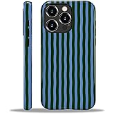ilikediy for iPhone 16 Pro Case,HL2 Green and Blue Stripe Hybrid 2 Layer Hard Shell Silicone Protective Pattern Design Case