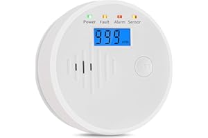 HUIDEONNE Carbon Monoxide Detector,Carbon Monoxide Alarm with LCD Digital Display Sound Light Warning,Battery Powered High Accuracy Co Gas Monitor Alarm Detectors for Travel Home Office Kitchen RV Hotel