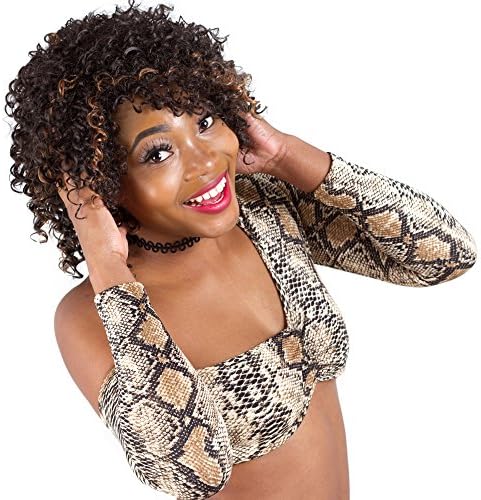 VQueen Synthetic Curly Wigs for Black Women Short Curly Hair Wigs Heat Resistance Fiber T2/30# Color 10'' 185g