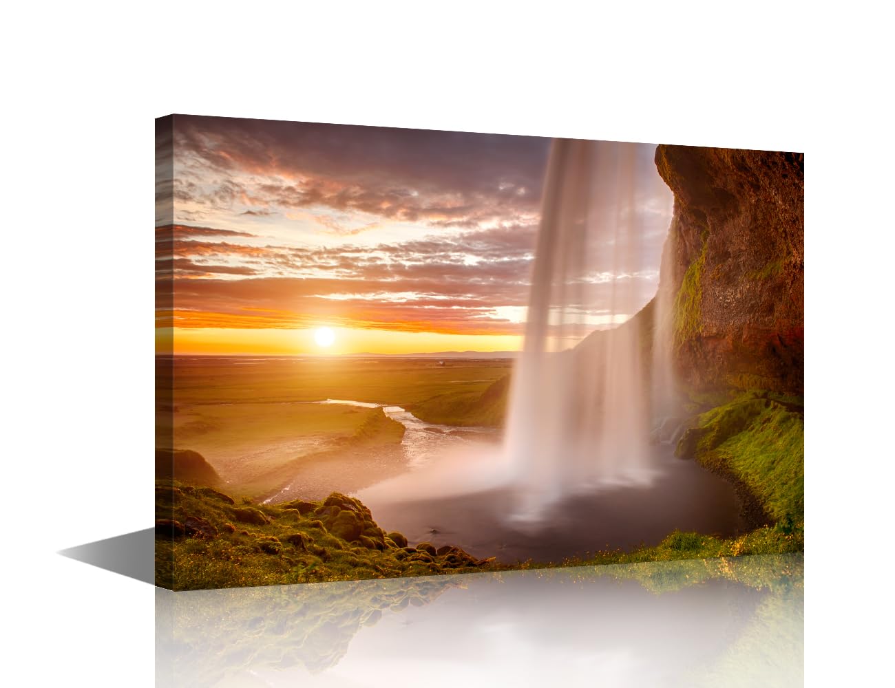 Canvas Wall Art Majestic Waterfall Pictures for Bedroom Bathroom Home Decor Outdoor Natural Landscape Wall Decorations for Living Room Modern Framed Artwork Ready to Hang (24" W X 16" H)