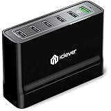 [Qualcomm Quick Charge 3.0] iClever BoostCube+ 60W 6-Port USB Desktop Charger (Quick Charge 2.0 Compatible) with SmartID for iPhone, iPad, Galaxy Note/S Series, Nexus, LG and More